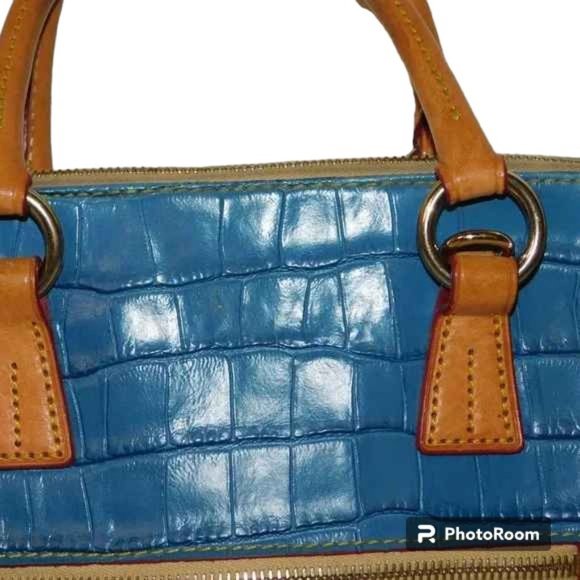Dooney & Bourke Blue Crocodile Satchel Rare Color! Handbag Purse - Picture 8 of 16